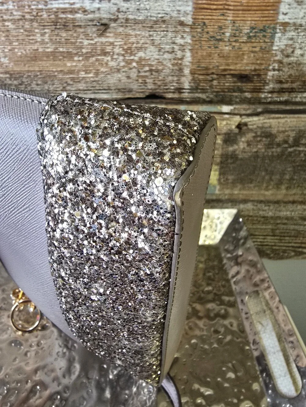 Kate Spade New York Greta Court Ramey Glitter Crossbody In Cityscape Gray